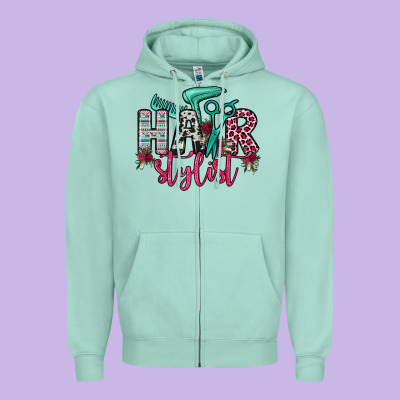 Hair Stylist Zipper Hoodie Designed By Oliviacreatesart