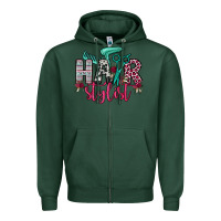 Sports Green hair stylist Zipper Hoodie - OliviaCreatesArt