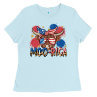 Baby Blue moo rica Ladies Tee - MaliasSmallBusiness