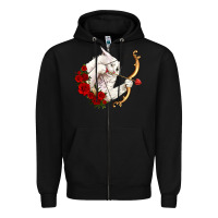 Black cupid cat Zipper Hoodie - OliviaCreatesArt
