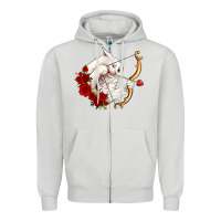 Dove Grey cupid cat Zipper Hoodie - OliviaCreatesArt