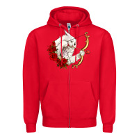 Red cupid cat Zipper Hoodie - OliviaCreatesArt