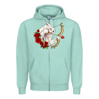 Seafoam cupid cat Zipper Hoodie - OliviaCreatesArt
