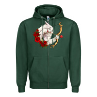 Sports Green cupid cat Zipper Hoodie - OliviaCreatesArt
