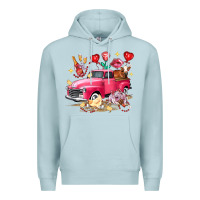 Blue Mist Valentine's Day Truck Farm Animals Premium Hoodie - FaDigitalArtStudio