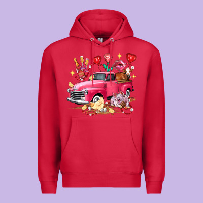 Valentine's Day Truck Farm Animals Premium Hoodie Designed By Fadigitalartstudio