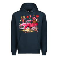Navy Valentine's Day Truck Farm Animals Premium Hoodie - FaDigitalArtStudio