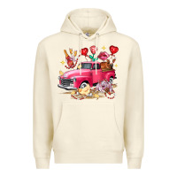 Sandshell Valentine's Day Truck Farm Animals Premium Hoodie - FaDigitalArtStudio