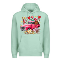 Seafoam Valentine's Day Truck Farm Animals Premium Hoodie - FaDigitalArtStudio