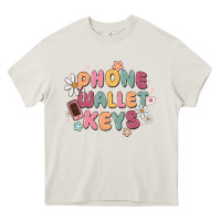 Cream phone wallet keys Heavy Core Tee - MaliasSmallBusiness