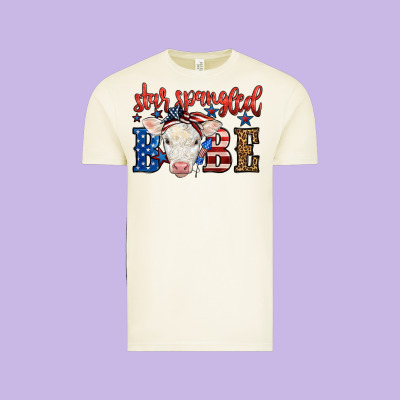 Western Star Spangled Baby Cow Vintage Tee Designed By Lillyallendesigns