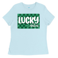 Baby Blue lucky vibes Ladies Tee - MaliasSmallBusiness