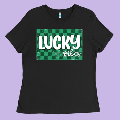 Lucky Vibes Ladies Tee Designed By Maliassmallbusiness