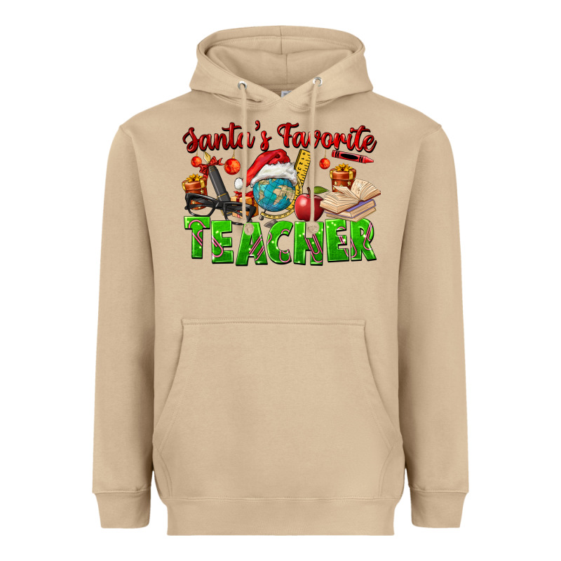 Santa's Favorite Teacher Heavyweight Hoodie by FaDigitalArtStudio | Teevron