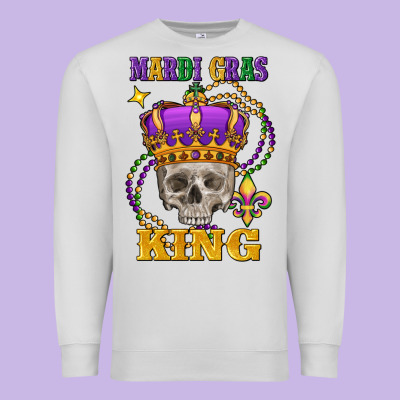 Skull Mardi Gras King Premium Sweatshirt Designed By Fadigitalartstudio