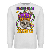 Oatmeal Heather skull mardi gras king Premium Sweatshirt - FaDigitalArtStudio