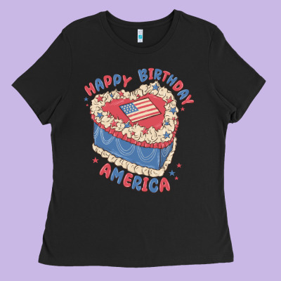 Happy Birthday America Ladies Tee Designed By Maliassmallbusiness