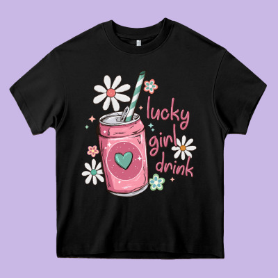 Lucky Girl Drink Heavy Core Tee Designed By Maliassmallbusiness