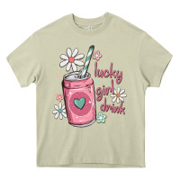 Mossy lucky girl drink Heavy Core Tee - MaliasSmallBusiness