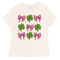 Bone coquette bow clover st. patrick's day Ladies Tee - MaliasSmallBusiness