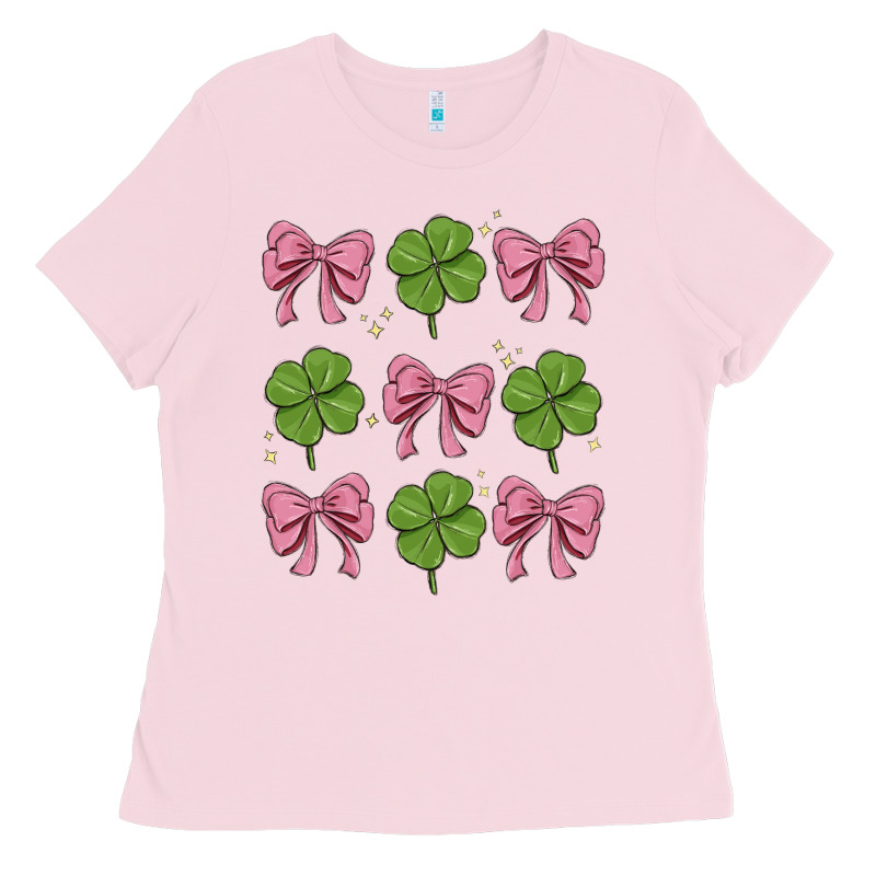 Coquette Bow Clover St. Patrick's Day Ladies Tee by MaliasSmallBusiness | Teevron