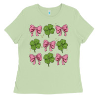 Matcha coquette bow clover st. patrick's day Ladies Tee - MaliasSmallBusiness