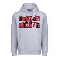 Heather Grey Shut up and kiss me Premium Hoodie - FaDigitalArtStudio