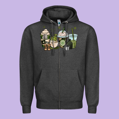 Us Army Coffee Cups Zipper Hoodie Designed By Oliviacreatesart