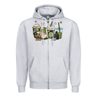 Heather Grey us army coffee cups Zipper Hoodie - OliviaCreatesArt