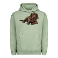 Pigment Oil Green Sussex Spaniels llustrations Urban Hoodie - LillyAllenDesigns