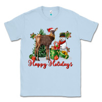 Dusty Blue happy holidays baby deer Classic Tee - LillyAllenDesigns