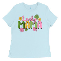 Baby Blue lucky mama Ladies Tee - MaliasSmallBusiness