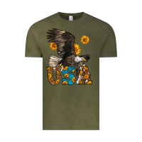 Vintage Olive Western Usa Eagle 4th of July Vintage Tee - LillyAllenDesigns