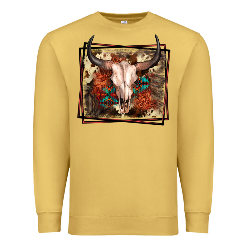 Western Bull Skull Premium Sweatshirt by FaDigitalArtStudio | Teevron