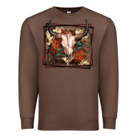 Chestnut Western Bull Skull Premium Sweatshirt - FaDigitalArtStudio