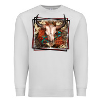 Dove Grey Western Bull Skull Premium Sweatshirt - FaDigitalArtStudio