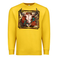 Lemon Western Bull Skull Premium Sweatshirt - FaDigitalArtStudio