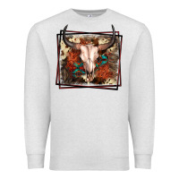 Oatmeal Heather Western Bull Skull Premium Sweatshirt - FaDigitalArtStudio