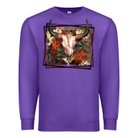 Purple Western Bull Skull Premium Sweatshirt - FaDigitalArtStudio