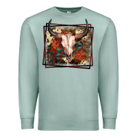 Seafoam Western Bull Skull Premium Sweatshirt - FaDigitalArtStudio