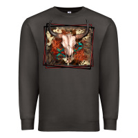 Smoke Western Bull Skull Premium Sweatshirt - FaDigitalArtStudio