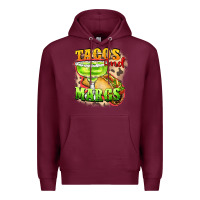 Burgundy Tacos and margs Premium Hoodie - FaDigitalArtStudio