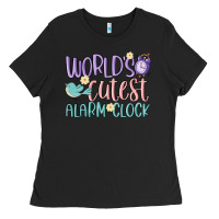 Black world's cutest alarm clock Ladies Tee - MaliasSmallBusiness