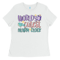 White world's cutest alarm clock Ladies Tee - MaliasSmallBusiness