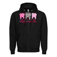 Black happy valentines day dentist Zipper Hoodie - OliviaCreatesArt
