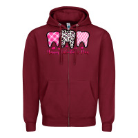 Burgundy happy valentines day dentist Zipper Hoodie - OliviaCreatesArt