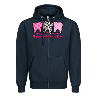 Navy happy valentines day dentist Zipper Hoodie - OliviaCreatesArt