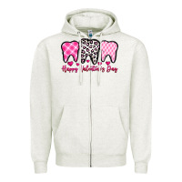 Oatmeal Heather happy valentines day dentist Zipper Hoodie - OliviaCreatesArt
