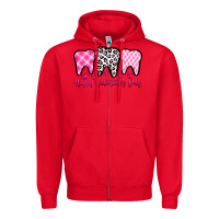Red happy valentines day dentist Zipper Hoodie - OliviaCreatesArt