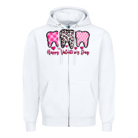 White happy valentines day dentist Zipper Hoodie - OliviaCreatesArt